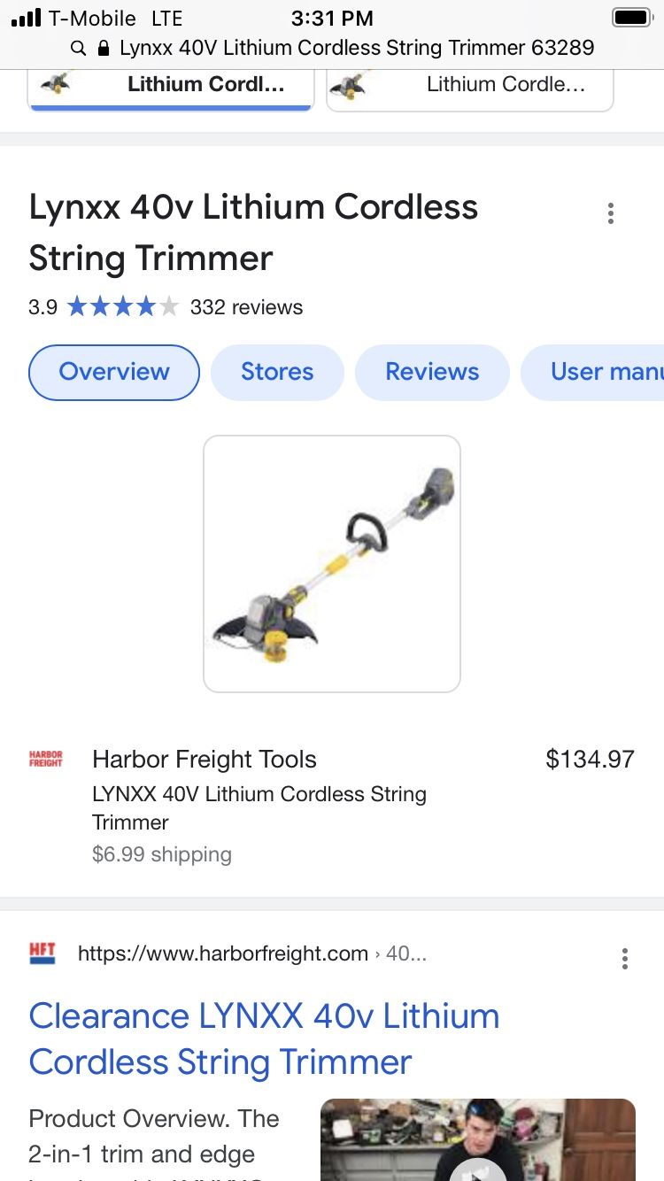 Lynxx 40v lithium cordless string trimmer 63289 deals