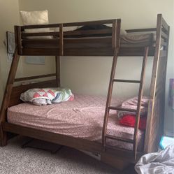 Solid Wood Bunk Bed With Trundle  (mattress Not Included)