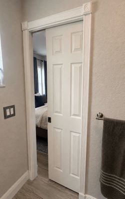 30” × 80” 6-Panel Pocket Door – White