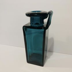 Vintage Ichendorf 1971 Turquoise Glass Vase 10”. Beautiful piece handmade after Greek vessel