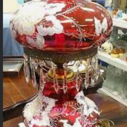 Local Buyers READ NOTE !!! ANTIQUE WORKING MINT CONDITION FENTON “GONE WITH THE WIND” Hurricane Lamp