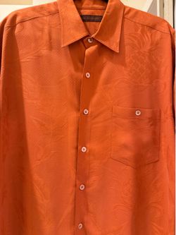 Tori Richard 100% Silk Hawaiian Shirt (Men’s L) - Orange Jacquard