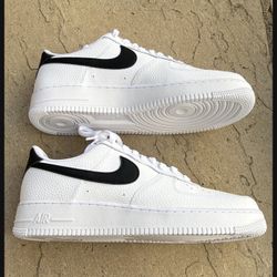 New Nike Air Force 1 Low White Black Pebbled Leather Men’s 12
