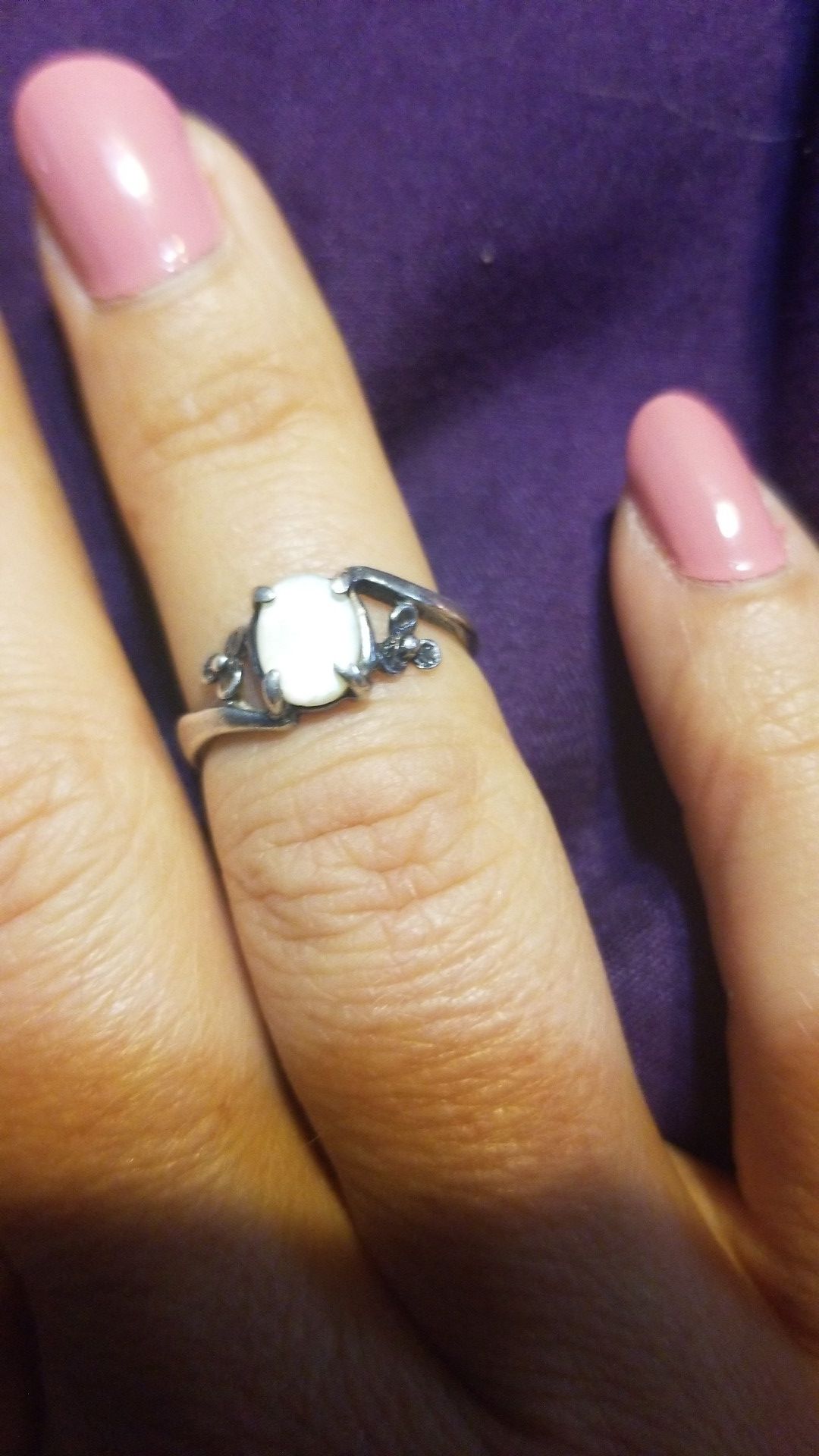 Size 6 (I believe) moonstone ring silver