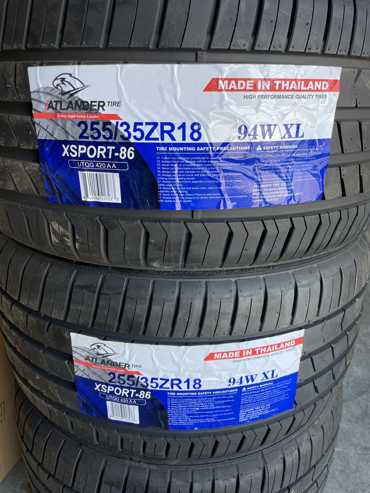 ATLANDER X-PORT 86 255/35/18 $67 EACH 255/35R/18 New All Season 255/35zr/18