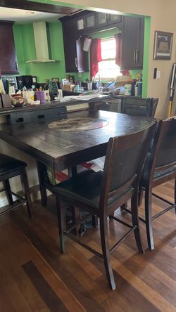 brown wood dining table