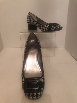 Anne Klein Black & White Fabric Taregan Shoes 8M 