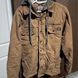 [Need Gone ASAP] Dickies Jacket Size Medium Relaxed Fit, Brown Hooded Duck Quilted Shirt Jacket