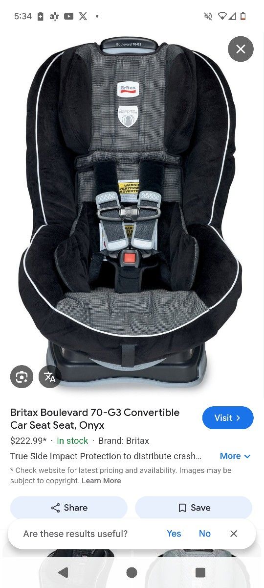 Britax Boulevard 70-G3 Convertible Car Seat Seat