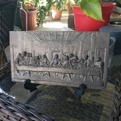 Vintage Cast Metal Last Supper Plaque 