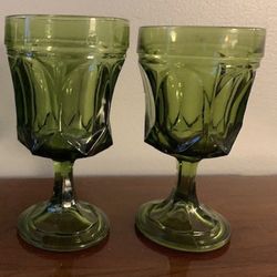 Anchor Hocking Fairfield Avocado Green Goblets. MCM