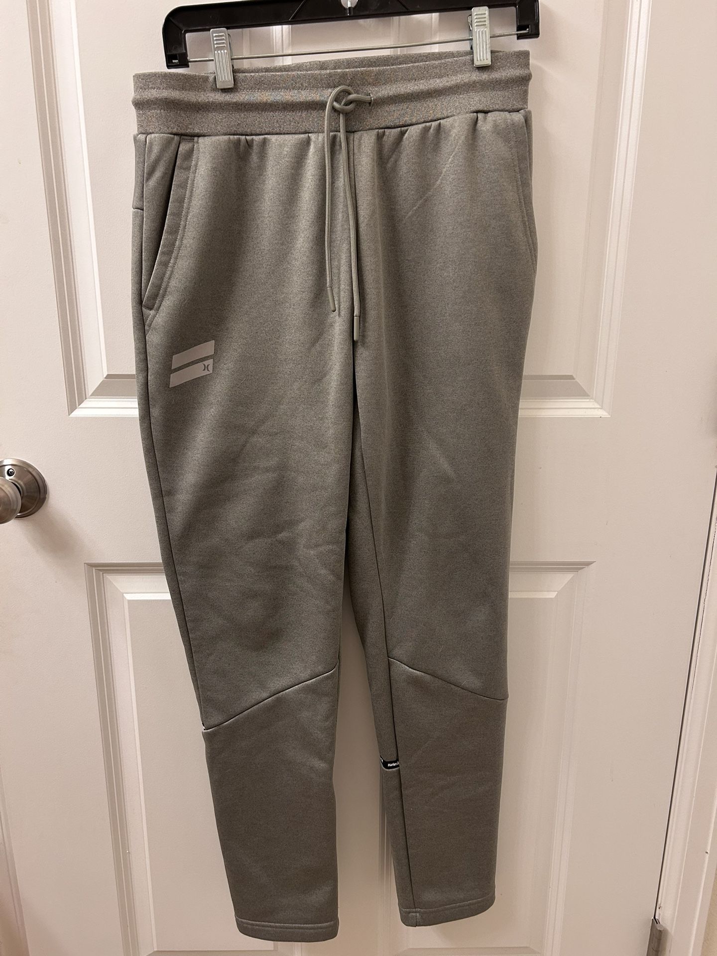 HURLEY Exist Fleece Joggers Forest Green Mens S Tapered Reflective