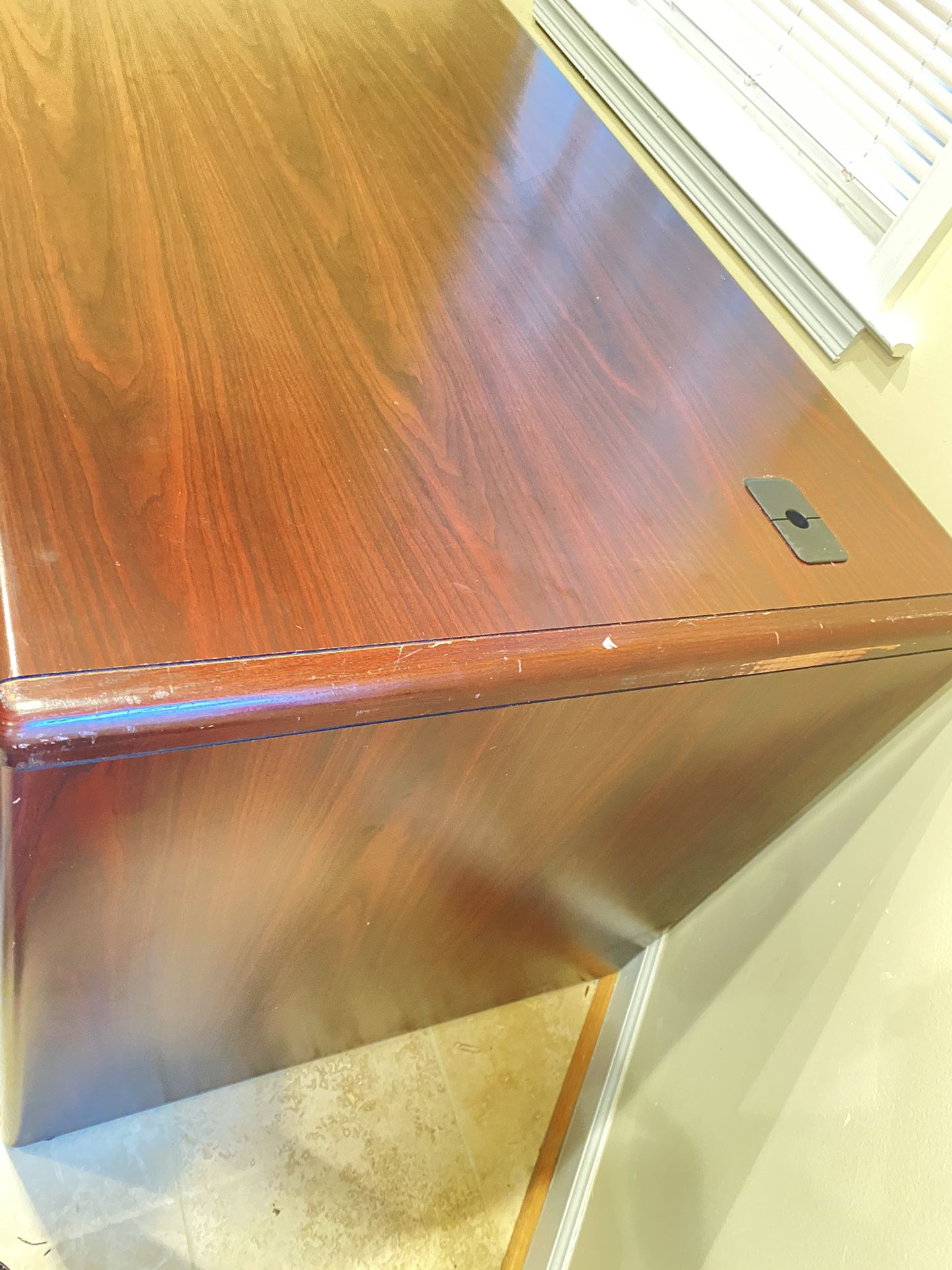 Large Rectangle executive Desk With Side arm And Cherry Finish