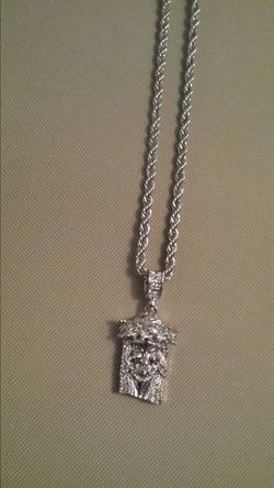Bling Jesus charm with chain not silver