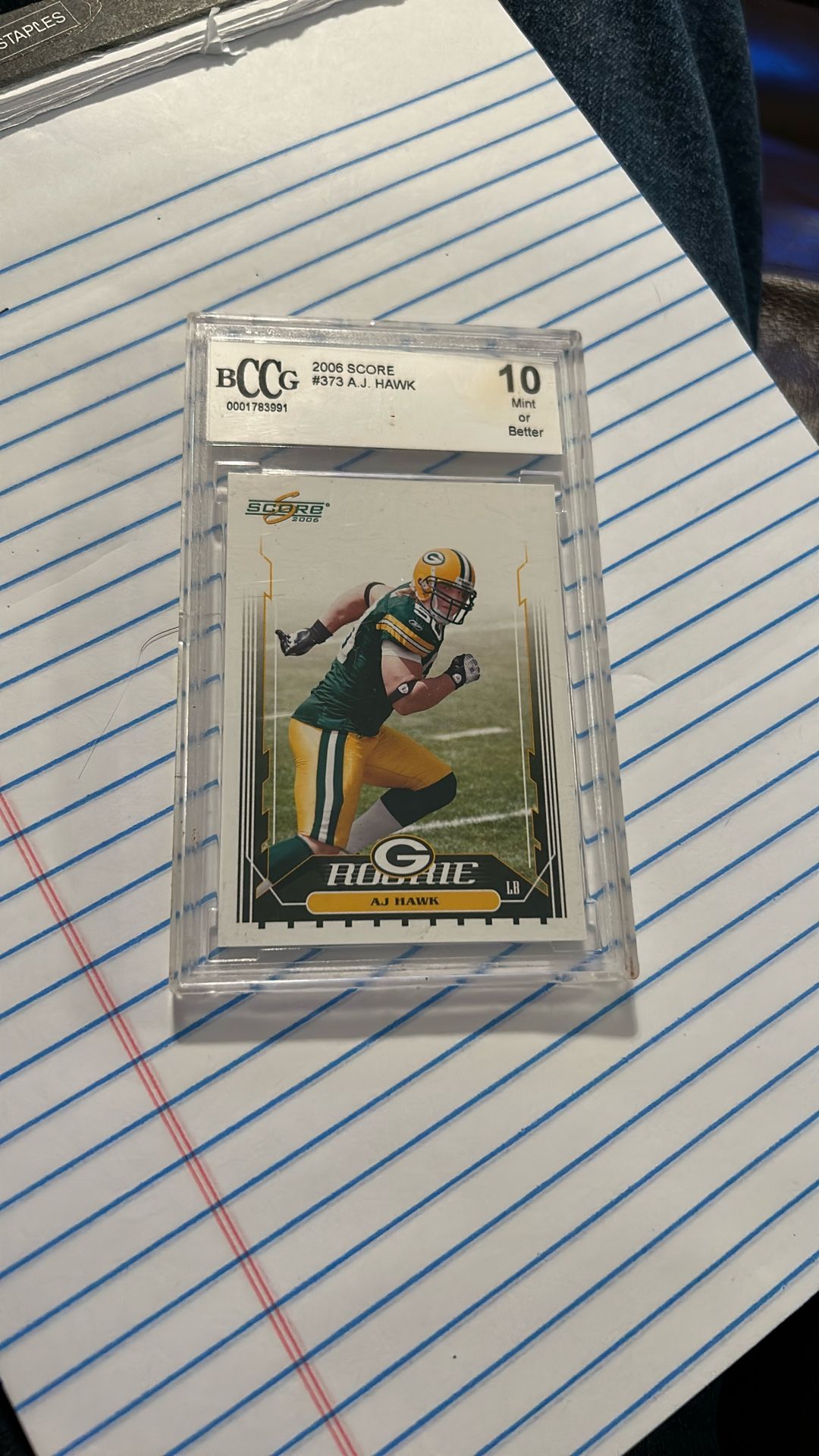 2006 Score AJ Hawk #373 BCCG 10 Mint or Better Rookie RC