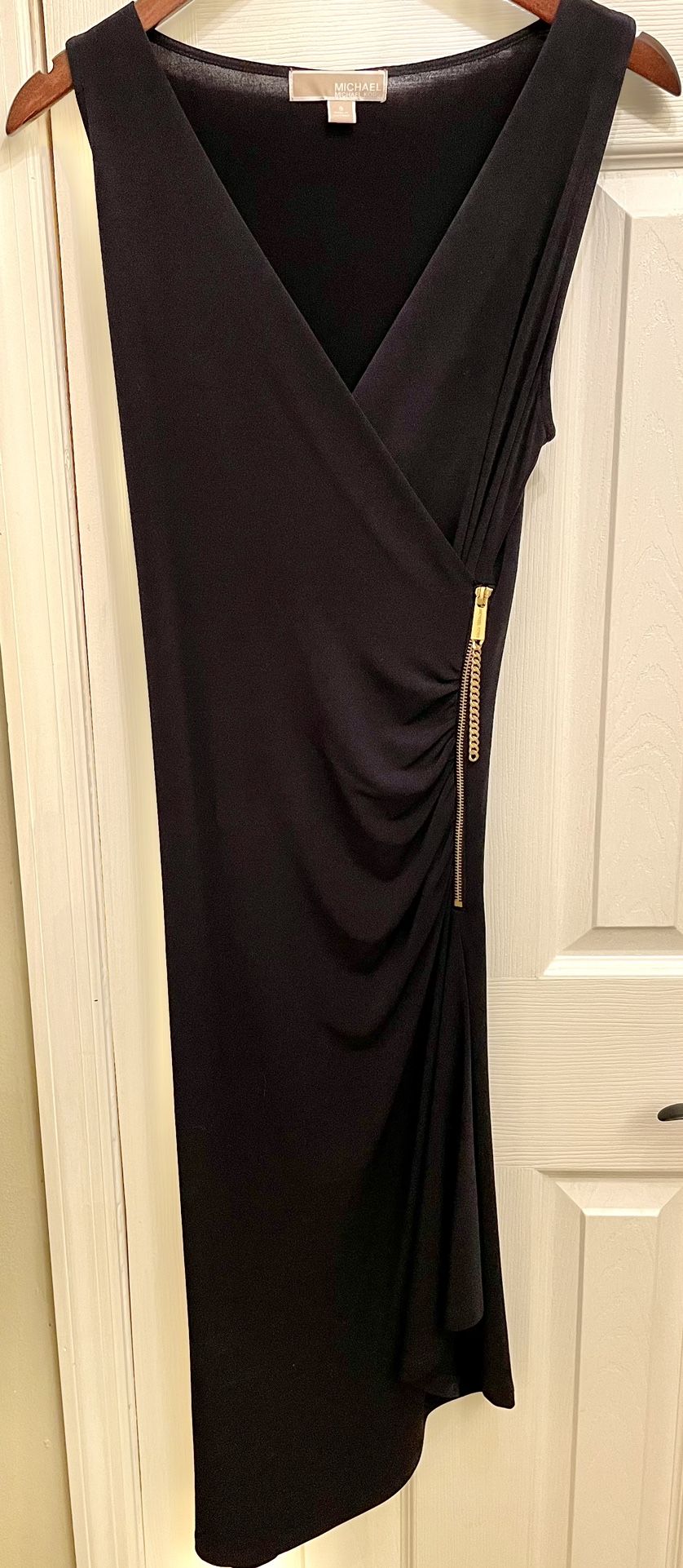Navy Michael Kors Asymmetrical Zip Detail Midi Dress (NWOT)