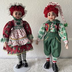 Paradise Galleries Kelly RuBert Ragtime Christmas Molly & Matthew Porcelain Dolls