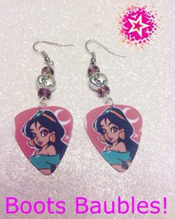 Princess jasmine guitar pick earrings