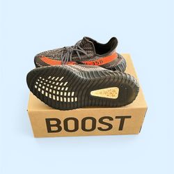 Adidas Yeezy Boost 350 V2 Gray / Orange Stripe Sneakers – Used Very Good Condition – Comfortable Athletic Shoes .Authentic ,7 1/2