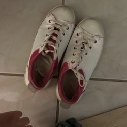 Uggs Leather Sneakers Pink And White With A Fur Lining 