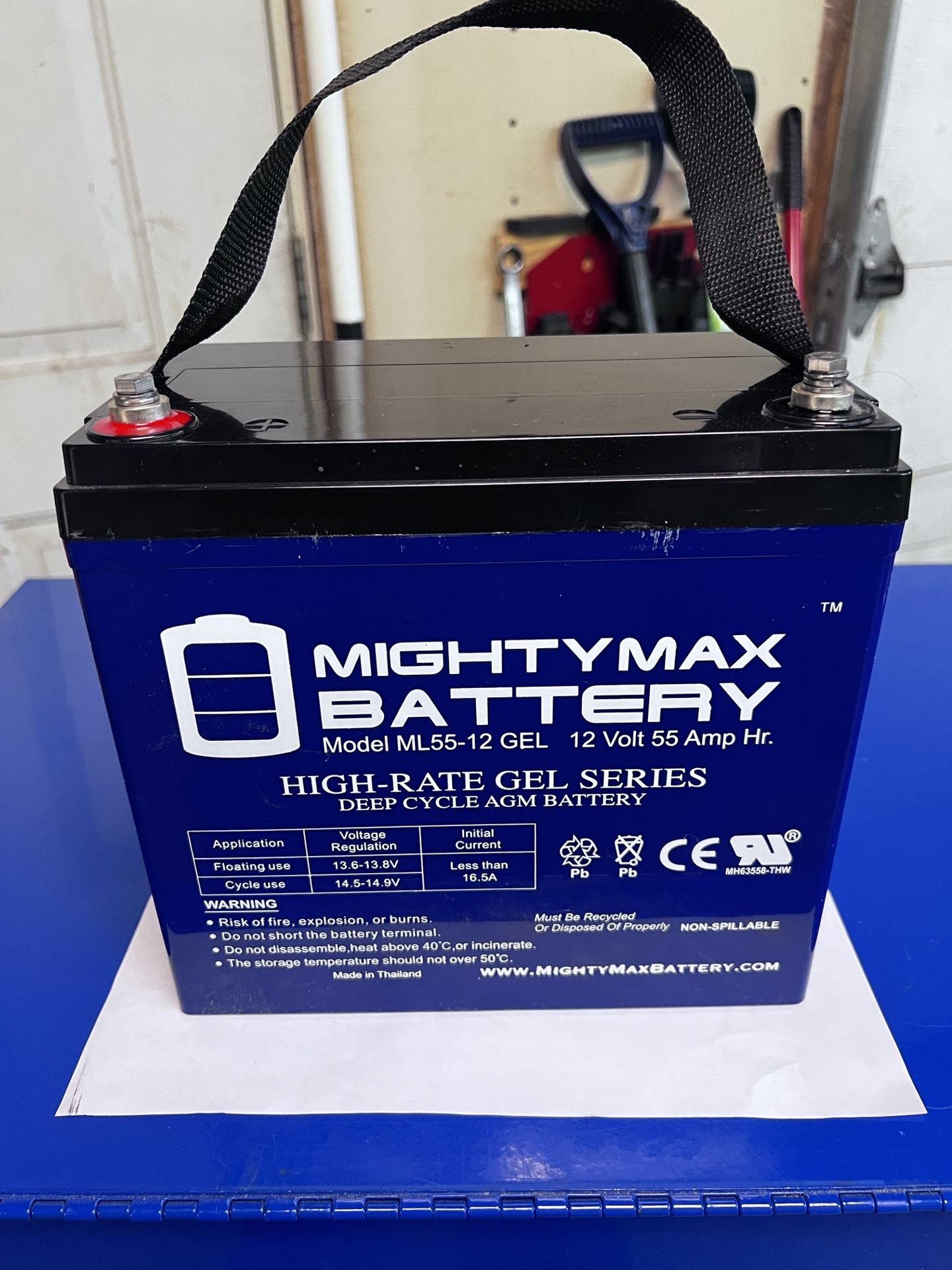 Wheelchair Battery MIGHTYMAX BATTERY Model ML55-12 GEL 12 Volt 55 Amp Hr.