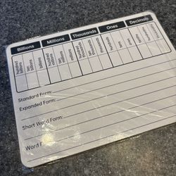 Place Value Dry Erase board 