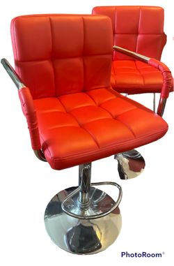 Two Red Bar Stools 