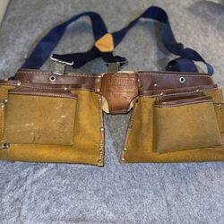 Vintage Action Leathercraft 1527 Carpenter Tool Belt w/ Suspenders USA Made 