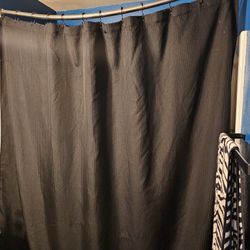 Black Fabric Shower Curtain With Washable Liner And Hooks