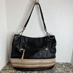 The Sak Indio Demi Shoulder Bag, Black/Shiitake Crochet, One Size