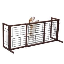 Wooden Wire Pet Gate Freestanding Dog Barrier