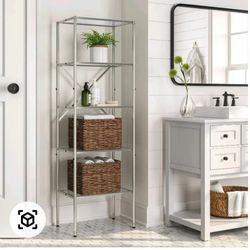 💥P313#6 $65 Metal/Glass Linen Tower Brushed Nickel - Threshold™