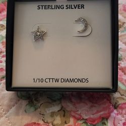 Star And Moon Diamond Earrings