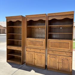 3 matching shelves / bookcases:  78”tall*32”wide*18”deep -$85 each 