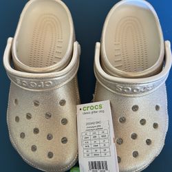 Champagne Glitter Crocs W8