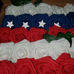 Red, white & Blue foam roses