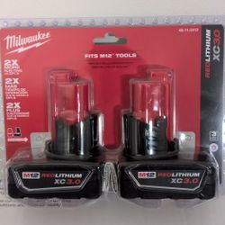 2 Milwaukee 3ah M12 Batteries 75.00