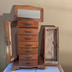 Old Real Wood Jewelry Box 