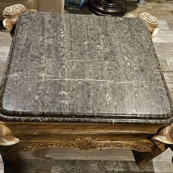 VINTAGE MARBLE TOP COFFEE TABLE SCULPTURED ELEPHANT HEAD LEGS