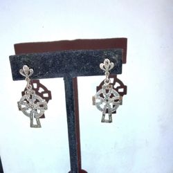 Sterling Silver Stud Celtic Cross Earrings