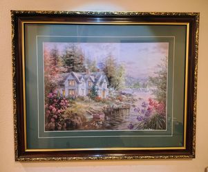 Nicky Boehme Framed Art Print - Coastal Cottage Landscape - 31.5" x 25.5"