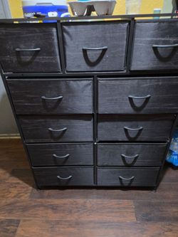 Black Fabric Drawer Storage Dresser