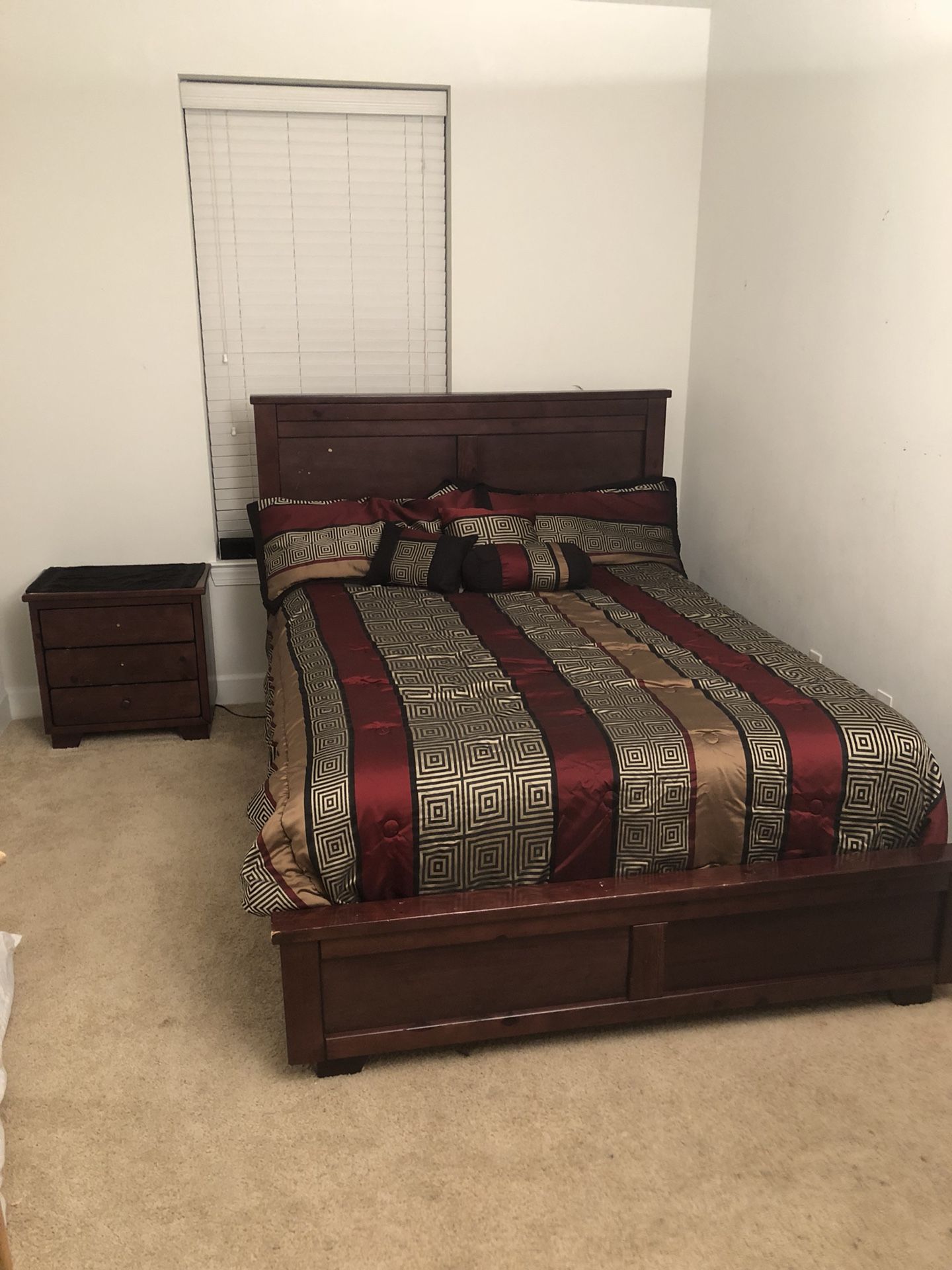 Queen Size Bed and Nightstand