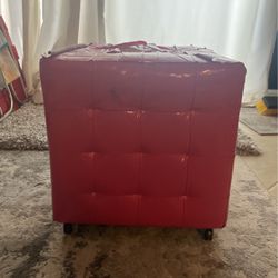 Pink Cube With Wheels Seat Vanity Stool