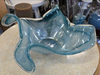 Murano Swirl Glass Art Bowl. 12"D PLEASE READ DESCRIPTION