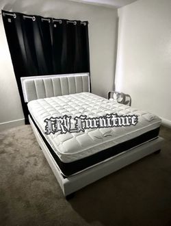New Queen bed frame with mattress