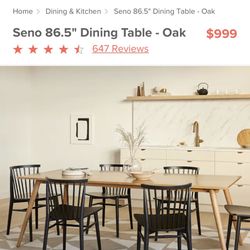 ARTICLE 86” SENO OAK DINING TABLE 