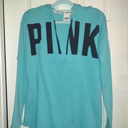Victoria’s Secret PINK Teal oversized vneck pullover with hoodie