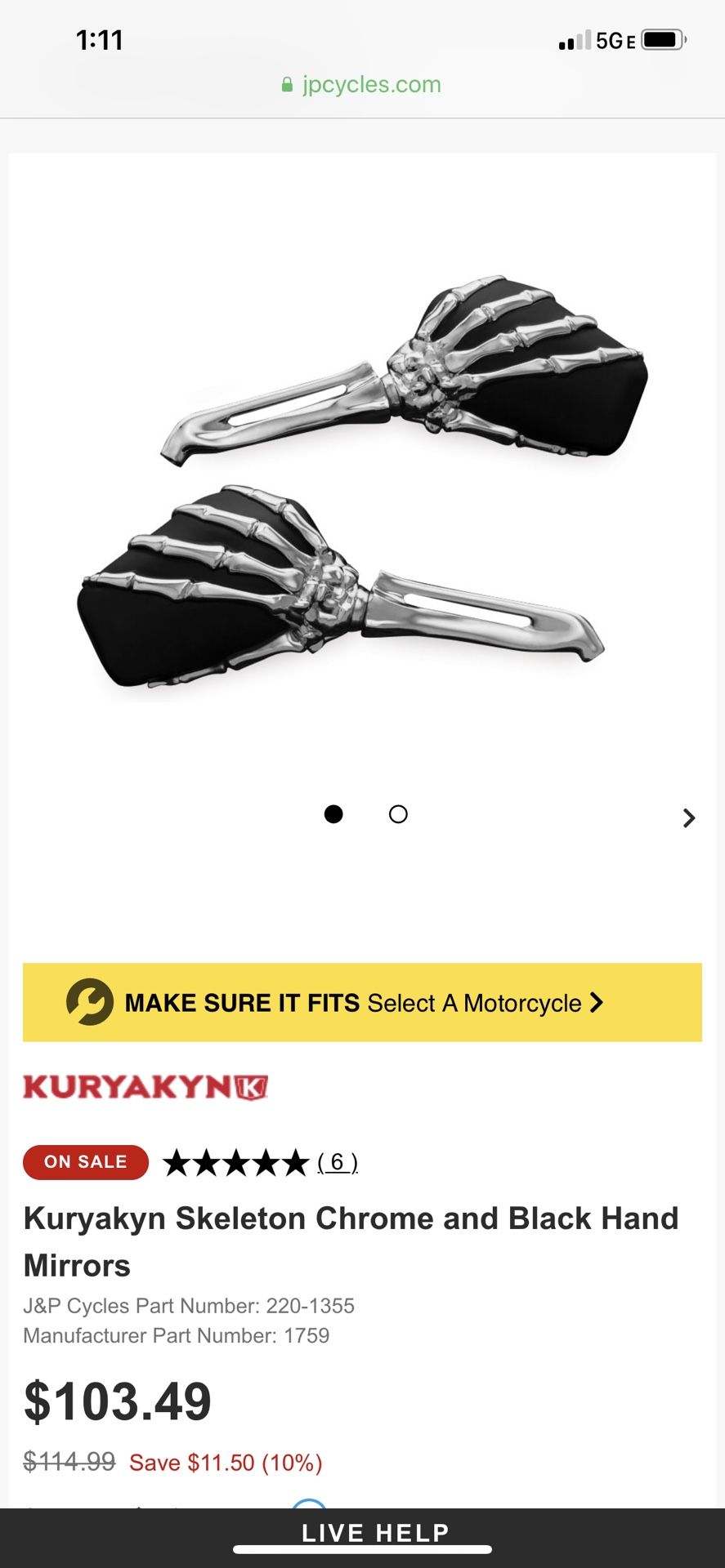 Kuryakyn skeleton chrome and black hand mirrors - off of 2005 street glide mirrors only! Off of HARLEY DAVIDSON softail