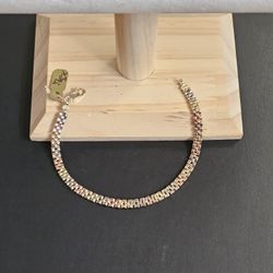 14k Gold Tri Color Bracelet 7.25 Inch
